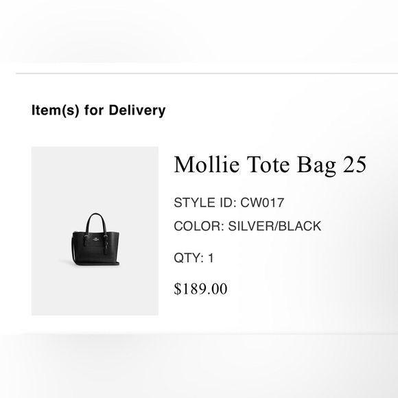Mollie Coach Black Croc-Embossed Tote 25 - Picture 9 of 9